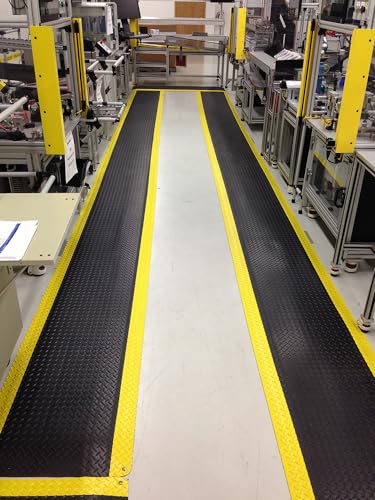 Wearwell 495.916x2x6BYL Diamond-Plate Select Mat, 6' Length x 2' Width x 9/16" Thick, Black with Yellow - color: Black With Yellow, size: 2x6x9/16"