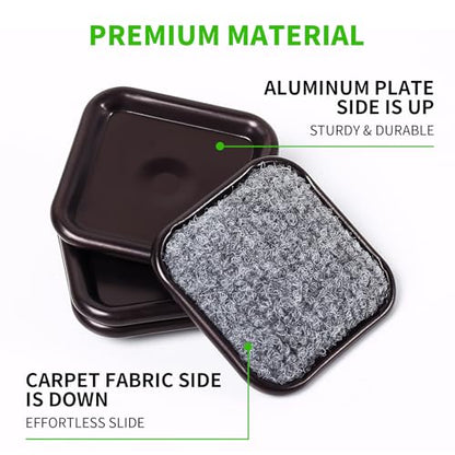 1 3/4" Square Carpet Bottom Furniture Caster Cups, Reusable Furniture Sliders for Hardwood Floors, Felt Furniture Pads Coasters to Protect Tile or Laminate Floors from Scratches, Brown/Gray (24 Pack) - size: 1-3/4 Inch, 24 Pack