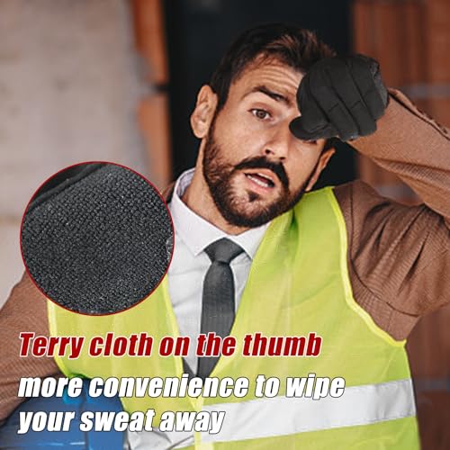HANDLANDY Mens Work Gloves Touch screen, Utility Mechanic Gloves, Flexible Breathable Fit- Padded Knuckles & Palm - color: Black, size: Large