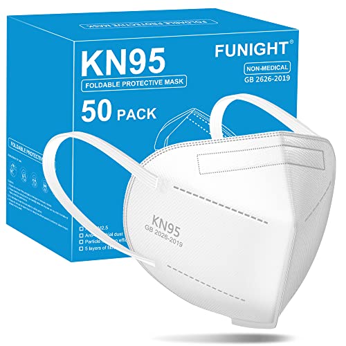 Funight KN95 Face Mask 5-Ply Breathable Filter Efficiency≥95% Protective Cup Dust Disposable Masks Against PM2.5 White 50 Pack - color: Adult-50 Pack-white