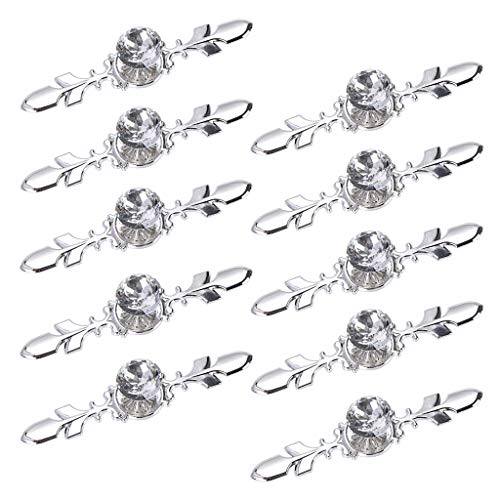 Sumnacon Drawer Dresser Knobs Pull Handles - Crystal Glass Diamond Decorative Knobs with Plate, Cabinet Cupboard Door Knobs with Screws for Kitchen Bathroom Office Decoration Pack of 10 - color: Silver, size: 4.7 Inch