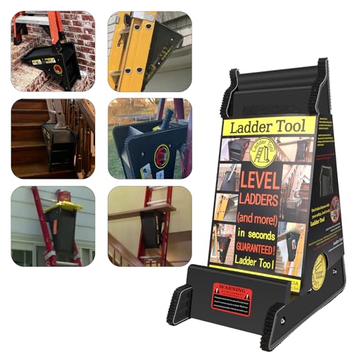 Brvclon Ladder Leveler for Uneven Ground, Slopes, Roofs, Stairs, Multifunctional Ladder Stabilizer with Storage, up to 500 Lbs, with Non-Slip Rubber Strip, Without Installation, Black