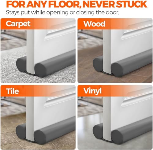 Holikme Door Draft Stopper 2×37 inch, Dark Grey - color: Dark Grey, size: 74 inch