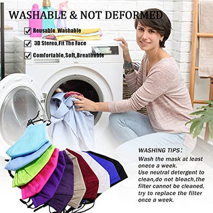 PAGE ONE Reusable Cloth Face Masks Washable Adjustable Breathable Cotton Face Mask for Women Men/6PC - color: Gray Black Navy