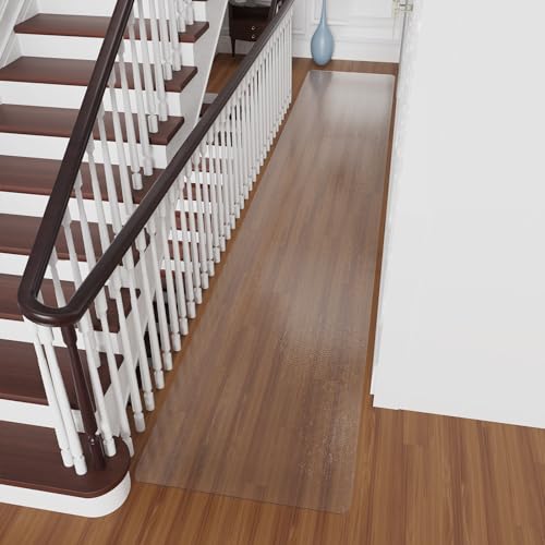 3'x10' Vinyl Runner Rug for Hallway, Clear Waterproof Kitchen Mat for Floor, Non-Slip Plastic Floor Mat for Entryway, Easy Clean Durable Area Mat for Bedroom, Laundry Room - color: Frosted Clear, size: 3'×10' (36 x 120 inch) (Rectangular)
