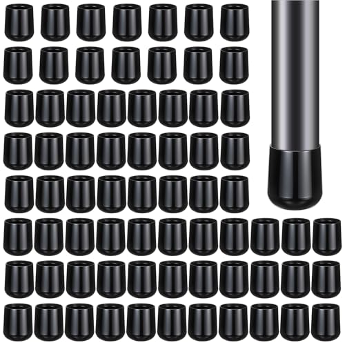 JJUNW 72 Pieces 7/8 Inch Folding Chair Leg Caps, Heavy Duty Plastic Round Chair Covers End Caps Hardwood Floor Protectors Furniture Legs Protectors for Metal and Padded Folding Chairs (Black)