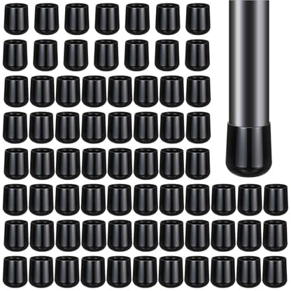 JJUNW 72 Pieces 7/8 Inch Folding Chair Leg Caps, Heavy Duty Plastic Round Chair Covers End Caps Hardwood Floor Protectors Furniture Legs Protectors for Metal and Padded Folding Chairs (Black)