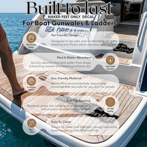 Naked Feet Only 4" x 14" Decal Non-Slip EVA Foam Decal for Boat Gunwales & Ladders, 6mm Brushed Marine Grade Anti-Skid Adhesive Pads SeaDek Technology - Black/Gray - color: Black Over Dark Gray, size: Decal