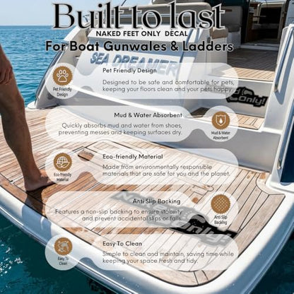 Naked Feet Only 4" x 14" Decal Non-Slip EVA Foam Decal for Boat Gunwales & Ladders, 6mm Brushed Marine Grade Anti-Skid Adhesive Pads SeaDek Technology - Black/Gray - color: Black Over Dark Gray, size: Decal