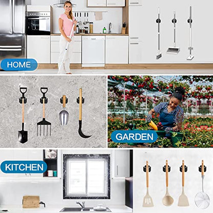JAMEND CLXP 12PCS Broom and Mop Holder, Heavy Duty Garden Tool Organizer Rack Rake and Shovel Handle, Stainless Steel Mop Hanger. Wall Mounted with Screws.Matte Black - color: Matte Black, size: 12