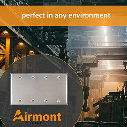AP-10413, Stainless Steel Blank Wall Plate, 3 Gang Standard Size 4.50" x 6.38" Corrosion and Heat Resistant, Unbreakable Metal, Silver, Cover Unused Electrical Sockets or Switch Holes - size: 3 Gang
