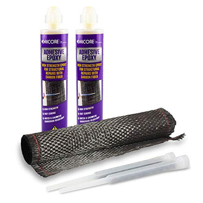 DRICORE PRO Concrete Repair Carbon Fiber Reinforcement Kit (Step Three) | Use Reinforcing Strip With Adhesive To Seal Vertical Indoor and Outdoor Cracks in Home Wall Basement Building Office Workplace