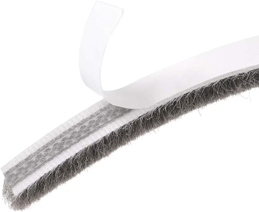 Brush Weather Stripping 9mmx5mm Self Adhesive Sealing Windproof Seal Strip Length 5M Weatherstrip Sweep Brushes for Door Window Gray - color: Length 5M, size: 9mmx5mm(Gray)