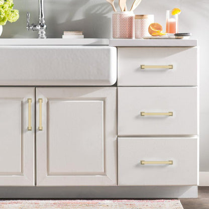 9BUILD Kitchen Cabinet Hardware - 3.75 Inch Brass Cabinet Pulls, 10 Pack, Gold Cabinet Knobs, Cupboard Handles - color: Brushed Brass, size: 3.75"/96MM Hole Center, style: 10 Pack