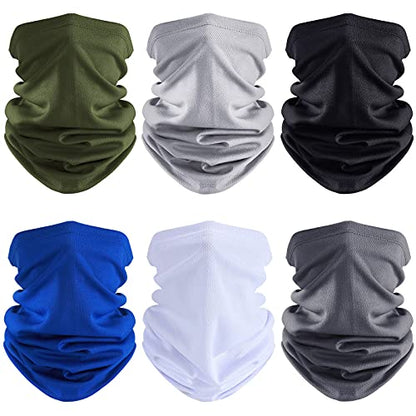 Geyoga Neck Gaiter Bandana Face Mask Summer UV Protection Cooling Breathable Face Mask Neck Scarf Balaclava for Men Women - color: Green, Gray, Black, Riyal Blue, White, Dark Gray