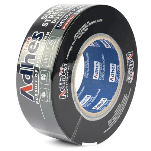 ADHES Black Duct Tape Heavy Duty Waterproof 1.88 Inch x 164 Feet (55YD) Strong Adhesive & No Residue Black Duct Tape for Indoor & Outdoor Repairs, Industrial, Professional Use