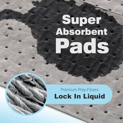 Raxwell Oil Absorbent Pads 200 Pack – 16” x 18” Heavy-Duty Spill Pads, 8-Layer Polypropylene, Dimpled & Perforated Universal Absorbent Sheets - Garage Floor Mat for Oil, Coolant, Water & Chemicals - size: 200 Count Case
