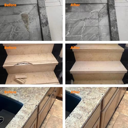 Granite and Quartz Countertop Chip Filler Repair Kit Tile & Fiberglass Porcelain Repair Kit,Marble Tub Repair Kit 3.7 OZ Cracks Ceramic Corian Bathtub Sink Toilet Dents Holes Scratchs