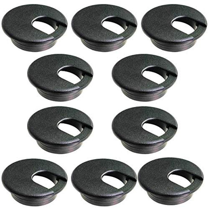 TTSAM Desk Grommet Desk Hole Covers 2 Inch Black Plastic Grommets Table Grommet Cap，Used for Wire and Cable Finishing on Office Computer Desk (Pack of 10) - color: Black, size: 50 mm/ 2 Inch Mounting Hole Diameter