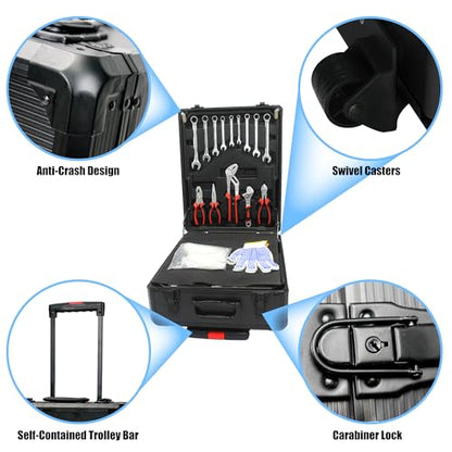 Campfun 899 Piece Tool Set Household Hand Tool Set Basic Tool Set, Complete Tool Box Set House Tool Kit Set, Home Tool Set Rolling Tool Box with Tools, Repair Tool Kit Toolbox Storage Organizer - color: Black-01