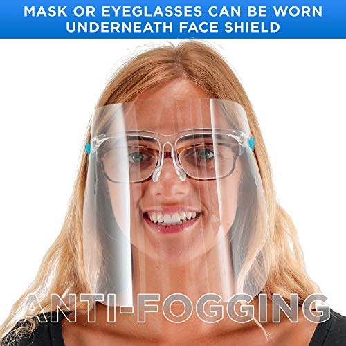 TCP Global Salon World Safety Face Shields with Glasses Frames (Pack of 10) - Ultra Clear Protective Full Face Shields - color: Clear