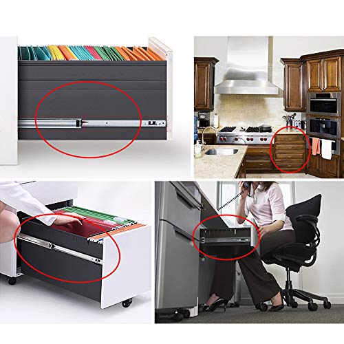 ETOPARS 5 Pairs 8" Heavy Duty 17mm Drawer Runners Slide Slides Ball Bearing Grooved Steel Extension Sizes Kitchen Cabinet Desk Capacity Side Mount - size: 8" / 182mm