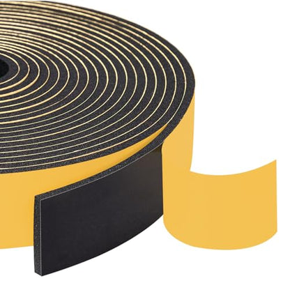 Yotache Weather Stripping 2 Rolls 1" W X 1/8" T (New Adhesive Craft), Neoprene Foam Weatherstrip Tape for Automotive, 33 Ft Length (2 X 16.5 Ft Each) - size: 1"x1/8"x33 FT