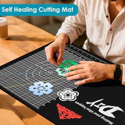 Rubber Work Mat 100cm×40cm, Rubber Cutting Pad with Standard Metric Conversion Charts Tap Drill Sizes Reference, Bench Mat for Handicraft/Mechanical/Woodworking/Sewing Enthusiasts