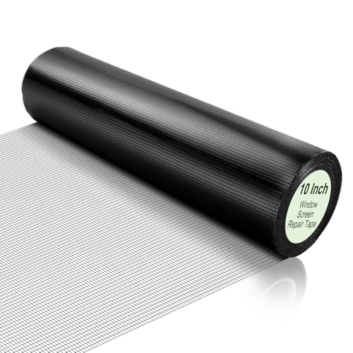 CroBlissful Extra Wide 10 inch x 20 ft Window Screen Tape Mesh Repair Strong Adhesive Waterproof Fiberglass Screen Repair Kit Patch for Window Door Tears Holes(Black) - color: Black, size: 10 Inch