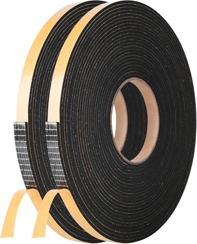 Self Adhesive Foam Tape Weatherstrip 1/2in x 1/2in x 16.5Ft High Density Foam Insulation Strips Foaming Seal Weather Stripping with Strong Adhesive for Door and Window Sound Isolation Soundproofing - size: 1/2in x 1/2in x 16.5Ft