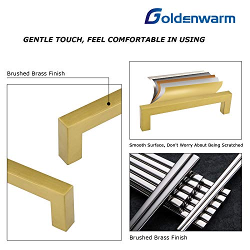 Goldenwarm 5 Pack Gold Cabinet Knobs Kitchen Cabinet Handles Brushed Gold Drawer Pulls and Knobs for Dresser Bathroom Cupboard - color: Gold, size: Single Hole