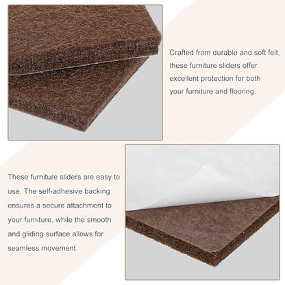uxcell Furniture Pads, 16Pcs 1.4"x0.9" - Rectangle Self Adhesive Felt Furniture Pads, Hardwood Floor Protectors for Furniture Feet Chairs Legs (Brown) - color: Brown