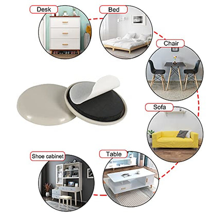 Furniture Sliders, 12pcs Furniture Movers 2 Inch Moving Pads Self Adhesive Gliders for Carpet and Hardwood Floors(Beige) - size: 12pcs 2" Beige