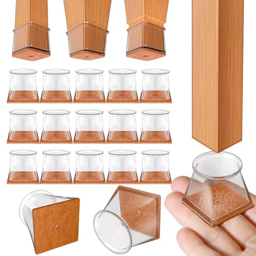 Ansible 24 pcs Square Extra Large Chair Leg Floor Protectors, Furniture Felt Pads Silicone Covers caps for Chairs,Chair Leg Protectors for Hardwood Floors (X-Large fit:1-5/8'' to 1-14/16'') - color: Clear-24pcs, size: Square XL