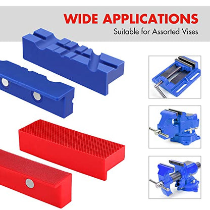 WORKPRO 2-Pair 4-1/2" Vise Jaw Pads, Magnetic TPU Vise Jaw Protective Covers, 1 Multi-Groove Jaw Pads Set and 1 Standard Waffle Surface Jaw Pads Set - style: 4.5"