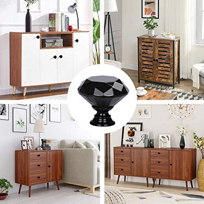 YourGift 12 Pack Drawer Knobs Diamond Shaped Crystal Glass 30mm Cabinet Knobs Pull Handles (30 mm, 12 Pack, All Black) - color: All Black, size: 30 mm, 12 Pack