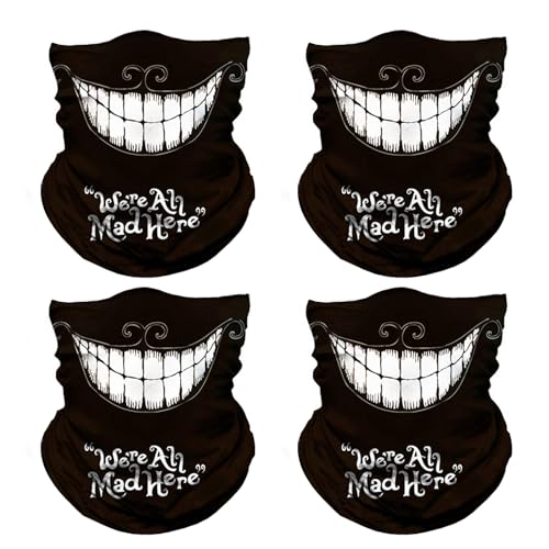 Seamless Neck Gaiter Shield Scarf Bandana Face Mask Seamless UV Protection for Motorcycle Cycling Riding Running Headbands - color: 4pcs-weird Smile