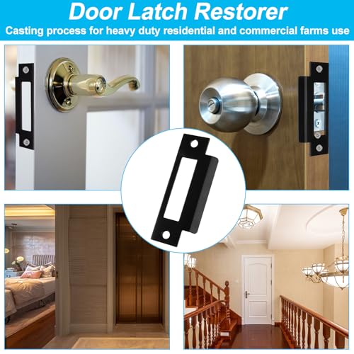3Pcs 4-7/8" Universal Door Strike Plate Replacement Stainless Steel Plated Lock Strike Plate T Strike Deadbolt Strike Plate Door Backplate Iron Matte Black Finish for Use(Large Hole)