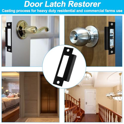 3Pcs 4-7/8" Universal Door Strike Plate Replacement Stainless Steel Plated Lock Strike Plate T Strike Deadbolt Strike Plate Door Backplate Iron Matte Black Finish for Use(Large Hole)