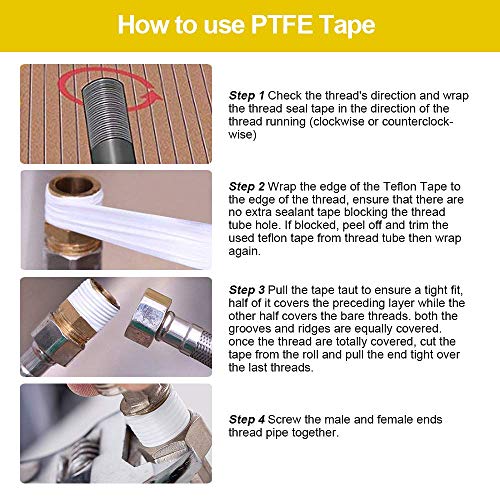 Thread Seal Tapes for Plumbers, Sealant Tape for Leak Water Pipe Thread(1/2-118inch-10Roll)