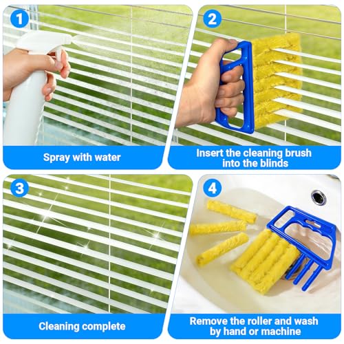 3pcs Window Blind Cleaner Duster Tool,2026 New Cleaning Tools,7 Fingers Washable Microfiber Dusters for Cleaning,Crevice Cleaning Brush, Duster for Venetian Blinds & Air Conditioner Vents（Blue - color: Blue