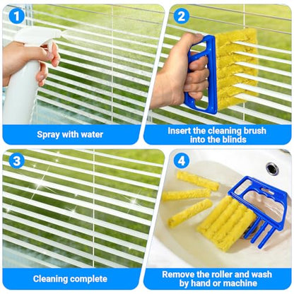 3pcs Window Blind Cleaner Duster Tool,2026 New Cleaning Tools,7 Fingers Washable Microfiber Dusters for Cleaning,Crevice Cleaning Brush, Duster for Venetian Blinds & Air Conditioner Vents（Blue - color: Blue