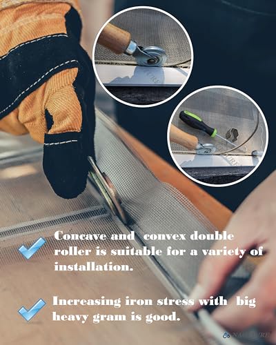 Screen Door Tool Kit - Screen Installer Clips with Screen Spline(32 ft) and Screen Rolling Tool and Removal Door Hook Screen Repair of Kit Mechanic Tools Set for Installing Window (5 in 1-10 Clips) - size: 5 In 1 - 10 Clips