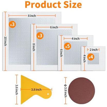 Wall Patch Kit, 15 Pieces Aluminum Self-Adhesive Mesh Repair Patches for Drywall, Multiple Sizes 2/4/6/8 Inch, Permanently Repairs Damaged Walls and Ceilings - size: 2/4/6/8in