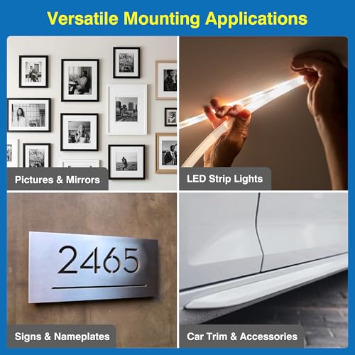 Tapsi Heavy Duty Double Sided Mounting Tape 1" x 9.85FT – Acrylic Foam Tape with 10 Adhesion Promoter Wipes, Waterproof Removable Adhesive for Car Trim, LED Strips, Pictures & Signs