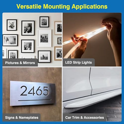 Tapsi Heavy Duty Double Sided Mounting Tape 1" x 9.85FT – Acrylic Foam Tape with 10 Adhesion Promoter Wipes, Waterproof Removable Adhesive for Car Trim, LED Strips, Pictures & Signs