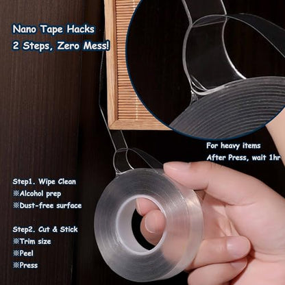Valley'sYuMiao 4Rolls, Nano Double Sided Mountinging Tape, Adhesive-self Heavy Duty Tape, 2 Sides Sticky Tack Tape, 0.7in×10fts, 40fts Total Long - size: 4Rolls, 0.7″,40fts TL