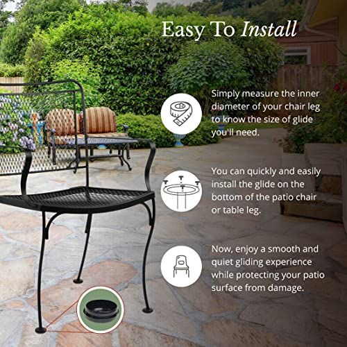 1-1/2" Deluxe Wrought Iron Chair Glides, Protect Your Outdoor Furniture, Chair Leg Floor Protectors, Floor Protector, Pack of 25, Black - size: Pack of 25