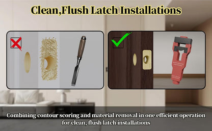 Door Latch Installation Kit with Mortise Blade, Door Latch Mortise Kit Template for Easy Accurate Professional Cut Fits 1-3/8" to 1-3/4" Thick Wooden Doors (Red)
