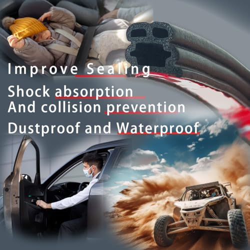 Car Door Seal Strip, 52.49ft Rubber Double Layer Self Adhesive Automotive Weather Stripping for Windows Hood Trunk, Soundproofing Vehicle Sealing Strip Accessories, Universal Fit - size: 52.49FT